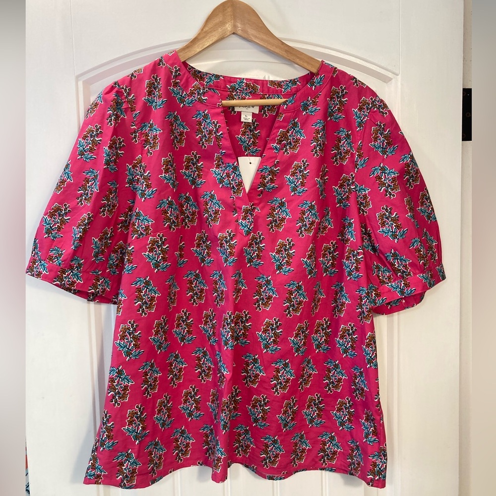 NWT J Crew Factory pink block print blouse